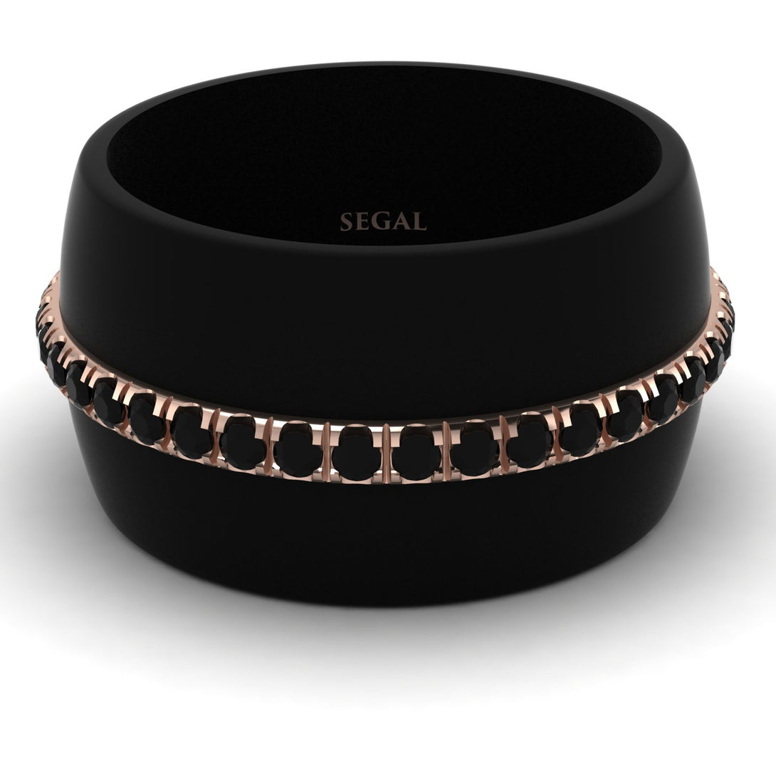 Men's Black Diamond Studded Wedding Band - Anthony No. 5